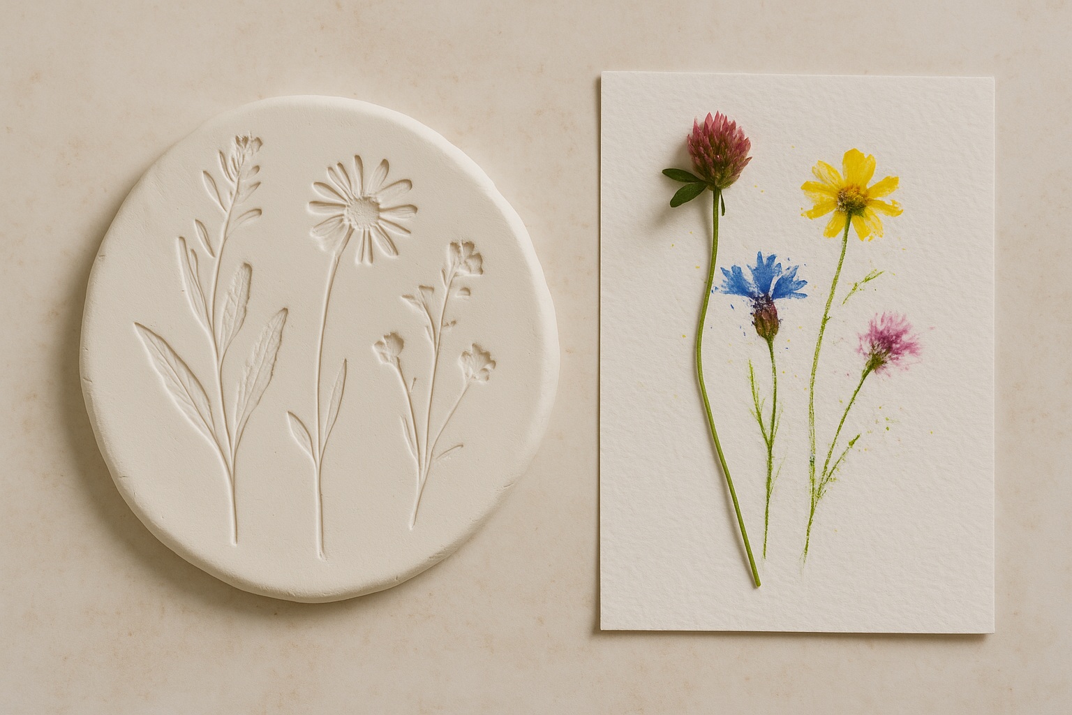 Bilde for Villblomstverksted: Blomstertrykk på leire og papir
